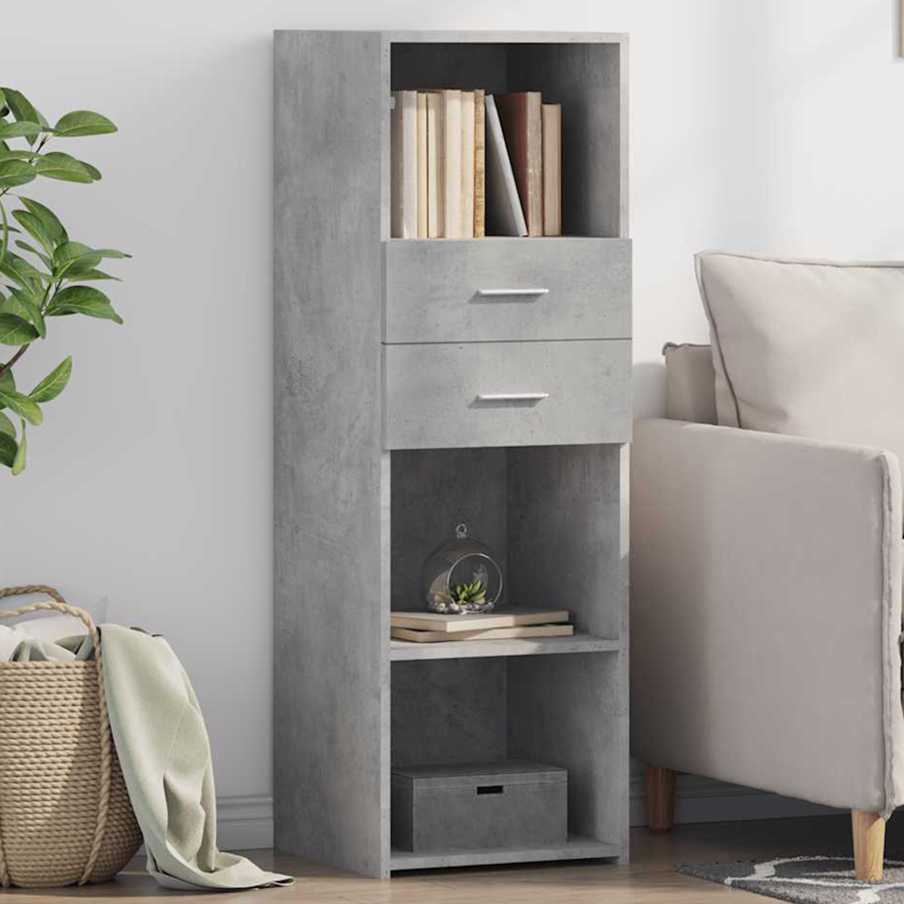 vidaXL 2 Drawer 3 Shelf Concrete Grey Highboard Image 1
