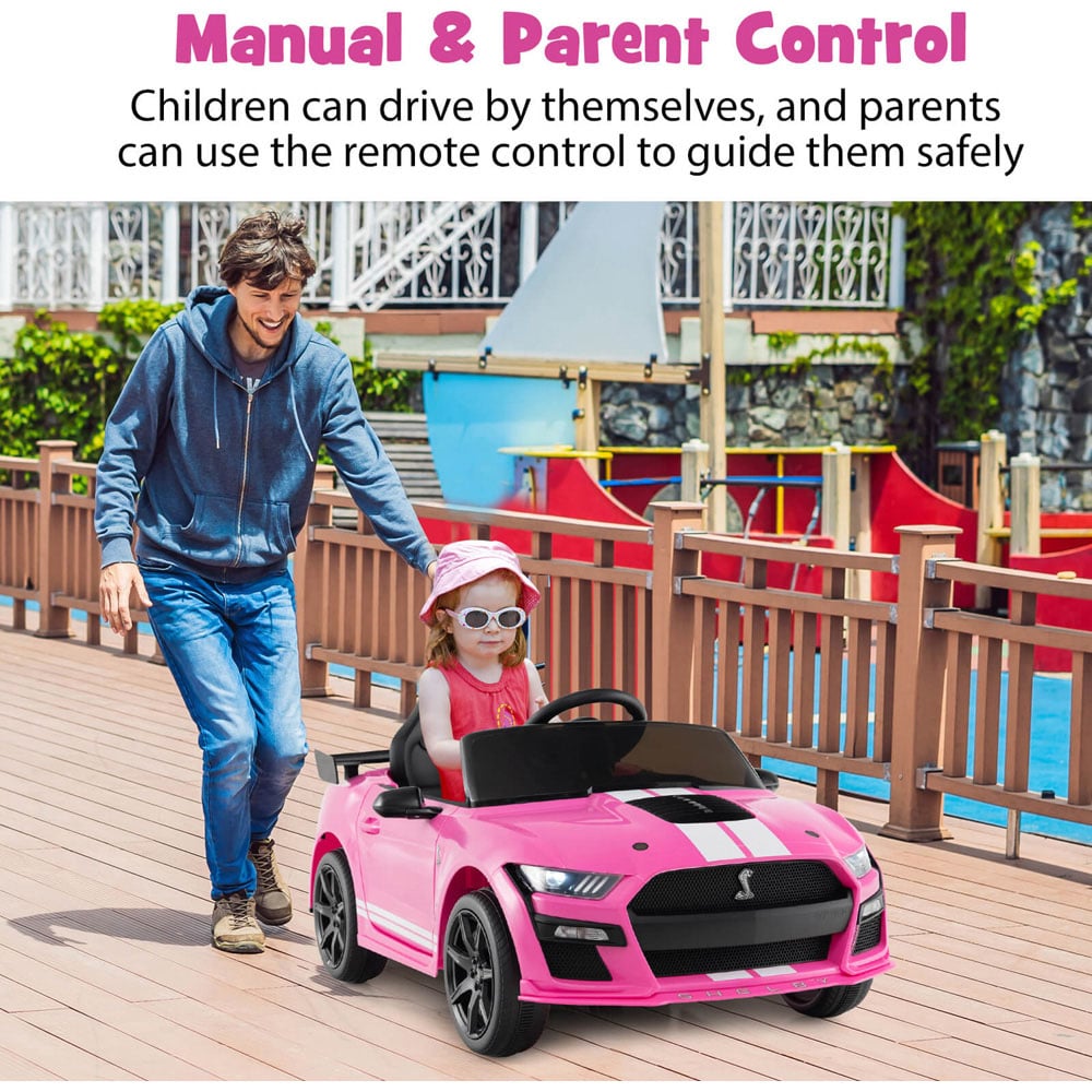 Costway Kids Pink Licensed Ford Mustang Shelby GT500 Electric Ride On Car 12V Image 5