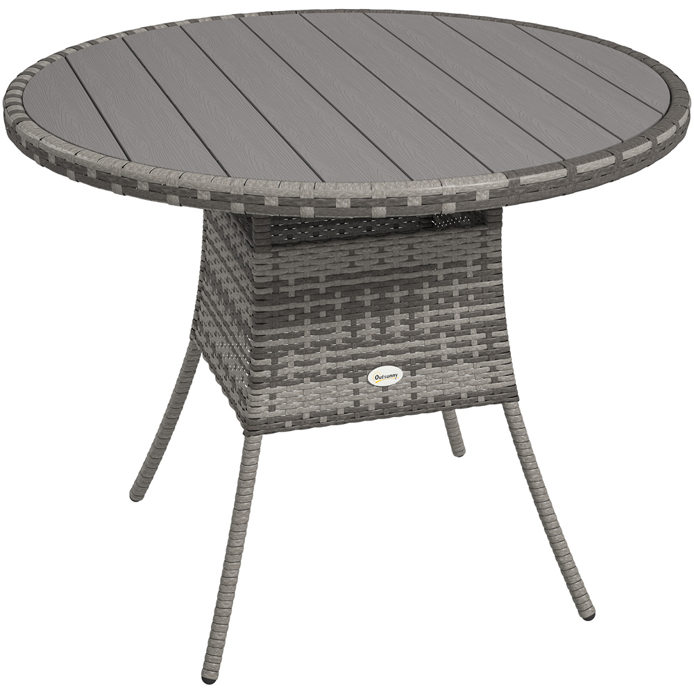 Outsunny 4 Seater Rattan Outdoor Dining Table Grey Image 2