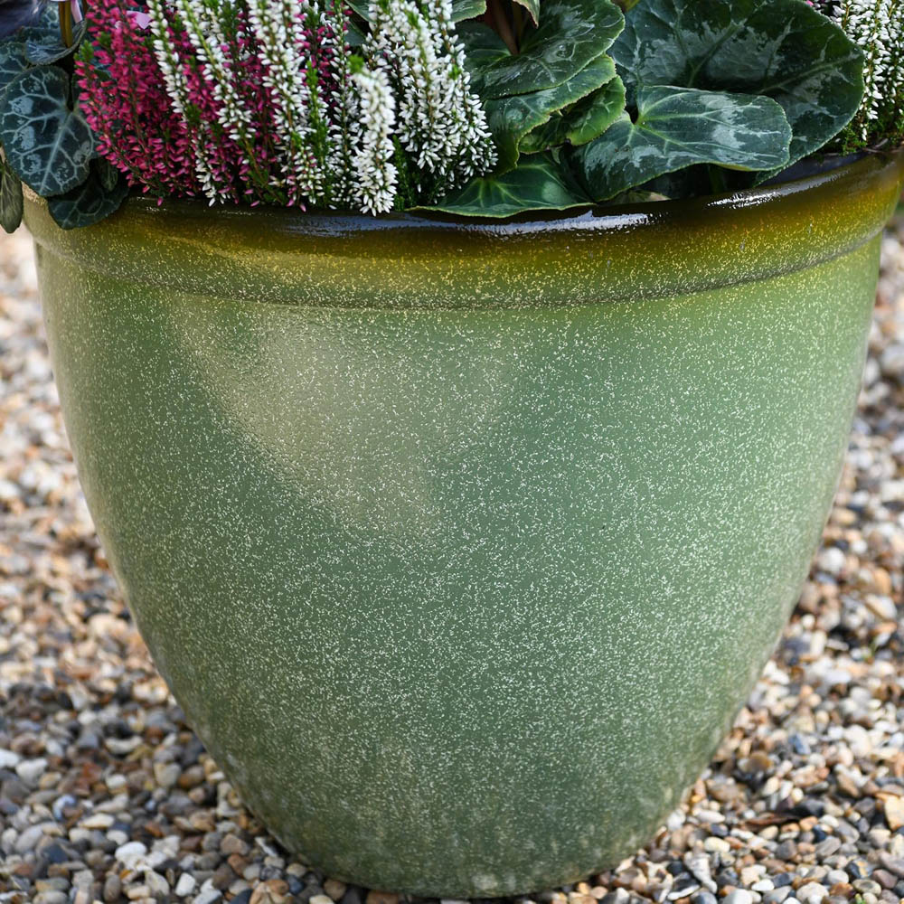 Garden Gear Sage Green Bell Glazed Planter 39.5cm 3 Pack Image 3
