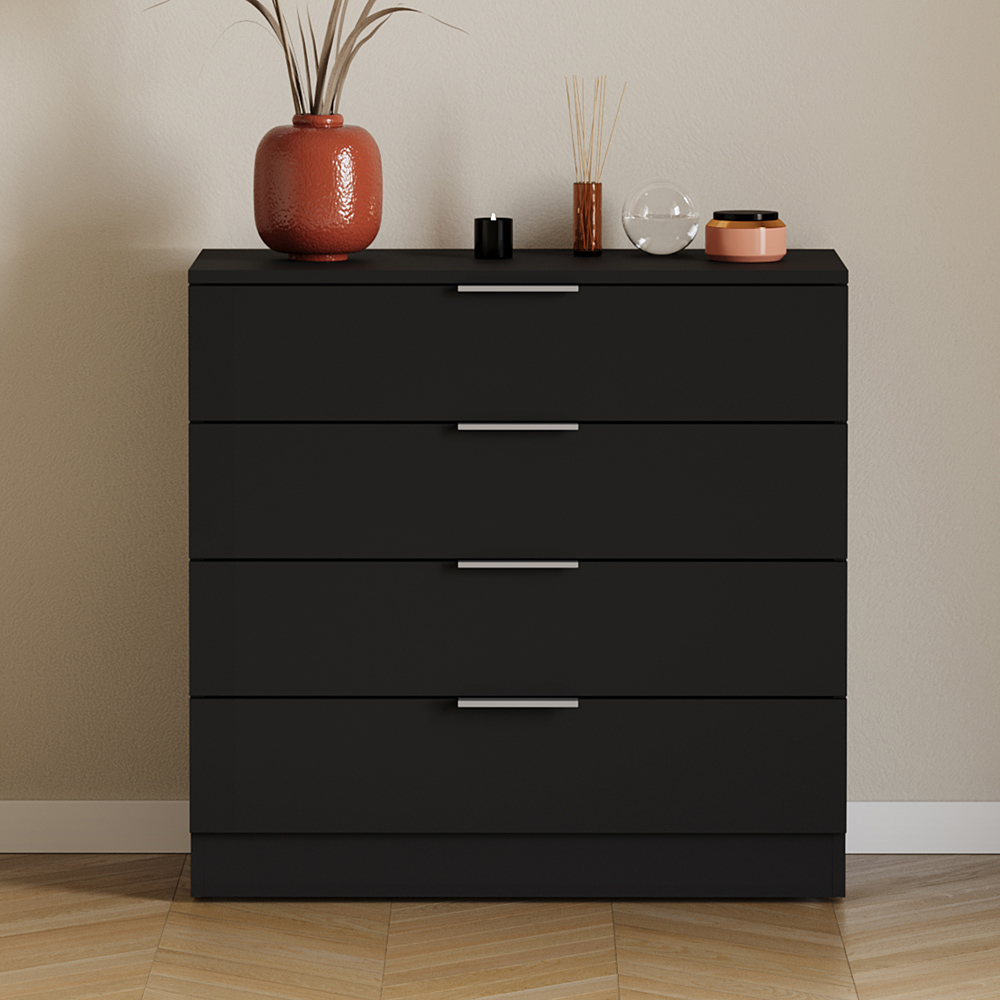 VIDA DESIGNS Trega 4 Drawer Black Bedside Cabinet Image 3