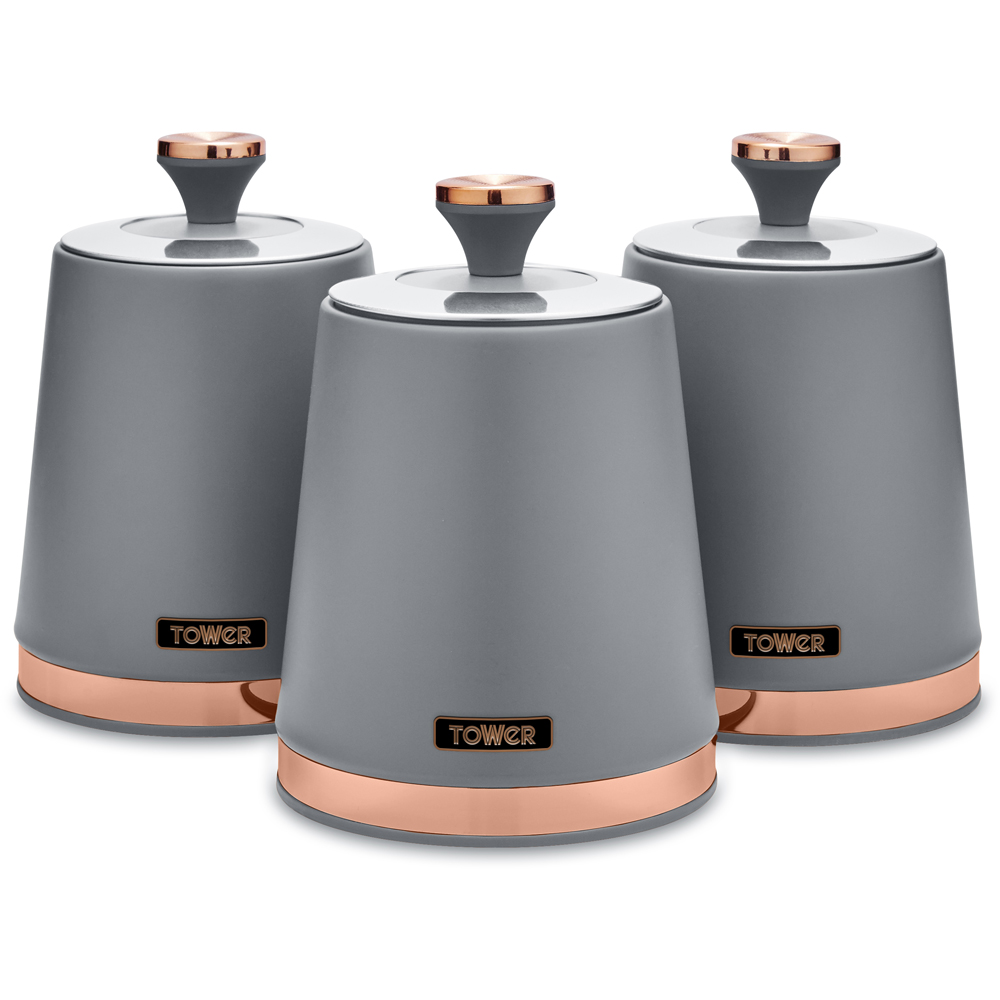 Tower 3 Piece Cavaletto Grey Canister Set Image 1