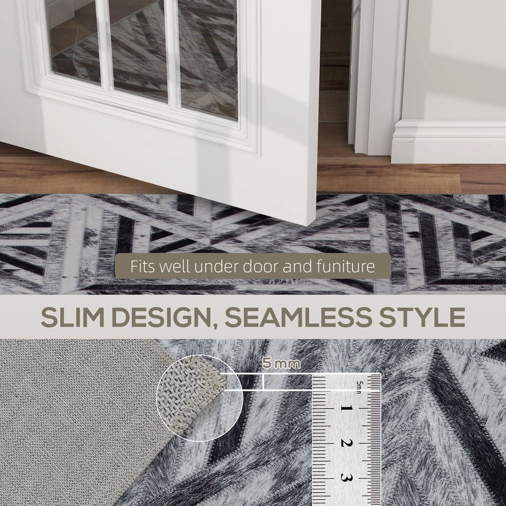 HOMCOM Black Triangle Pattern Non Slip Rug 120 x 170cm Image 7