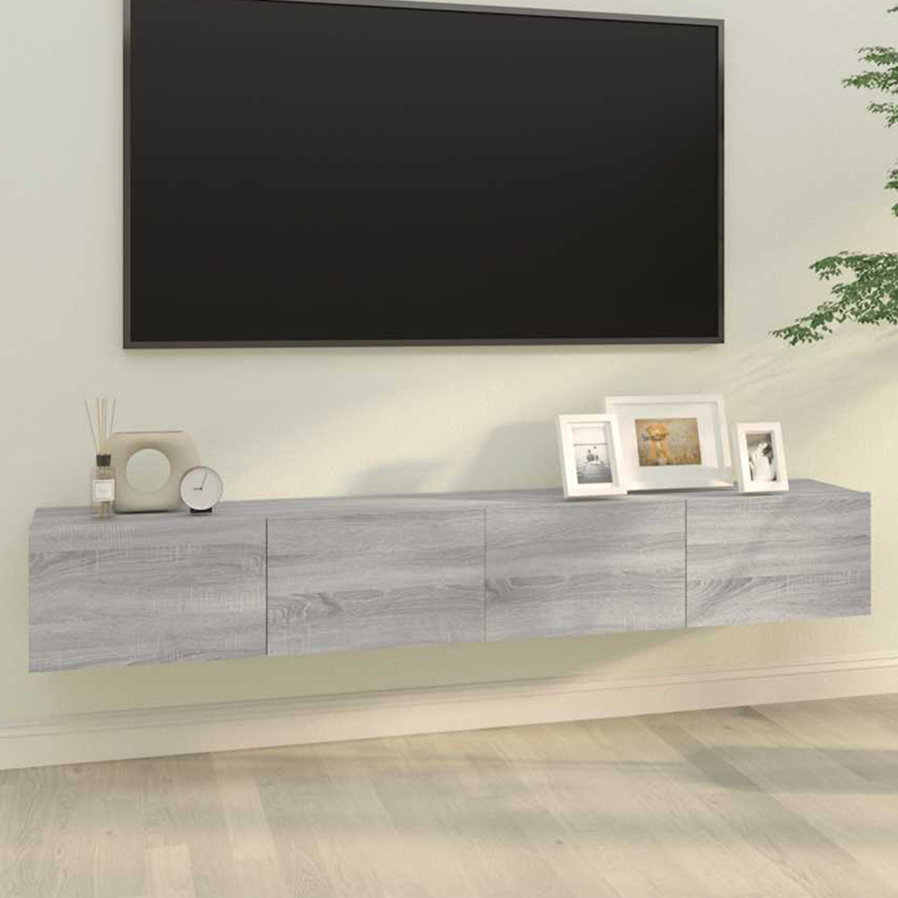 vidaXL 2 Door Grey Sonoma Wall Mounted TV Cabinet 2 Pack Image 1