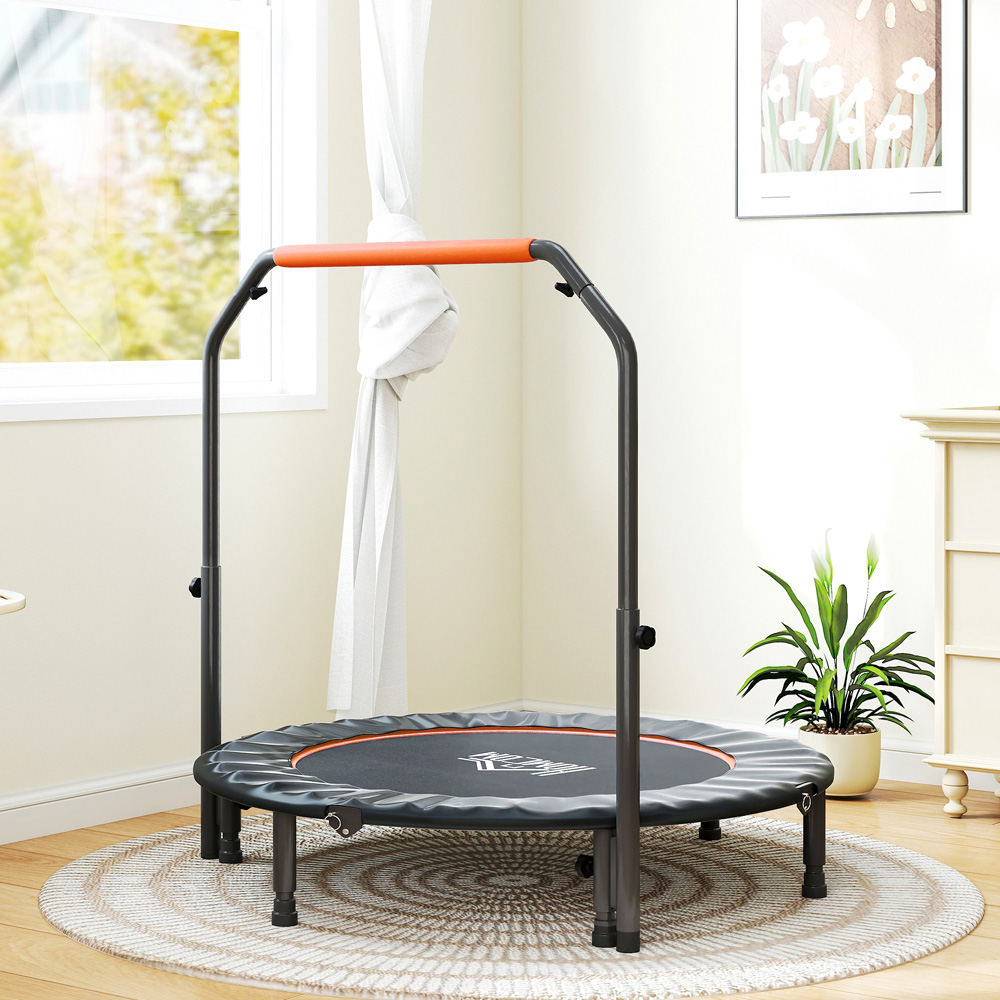HOMCOM 4ft Orange Foldable Mini Trampoline with Adjustable Foam Handle Image 2
