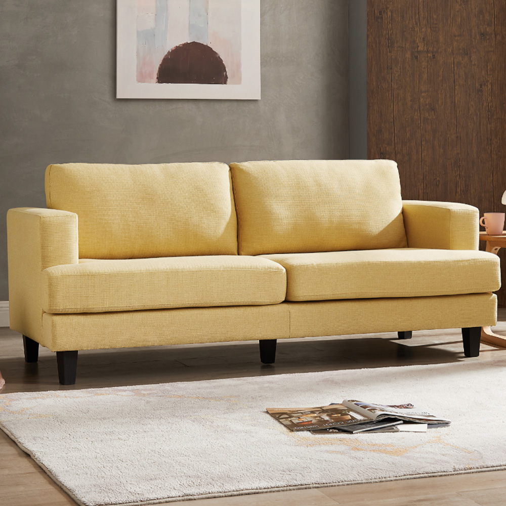 Home Detail Dale 3 Seater Mustard Linen Sofa Image 1