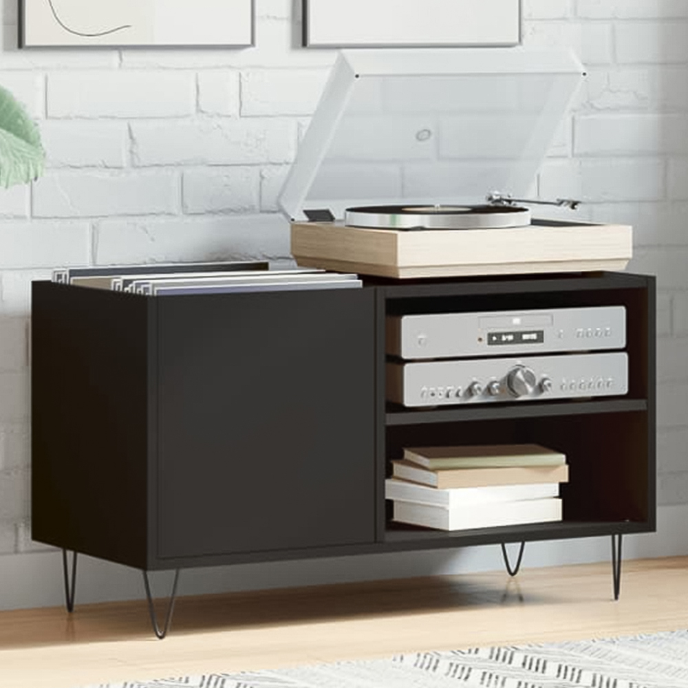 vidaXL 2 Shelf Black Record Cabinet Image 1
