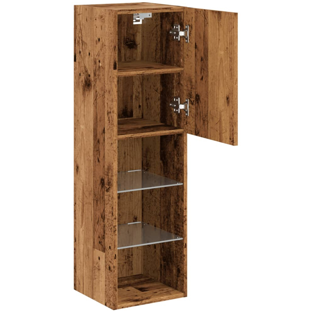 vidaXL Single Door 3 Shelf Old Wood Wall Mounted LED TV Cabinet Image 7