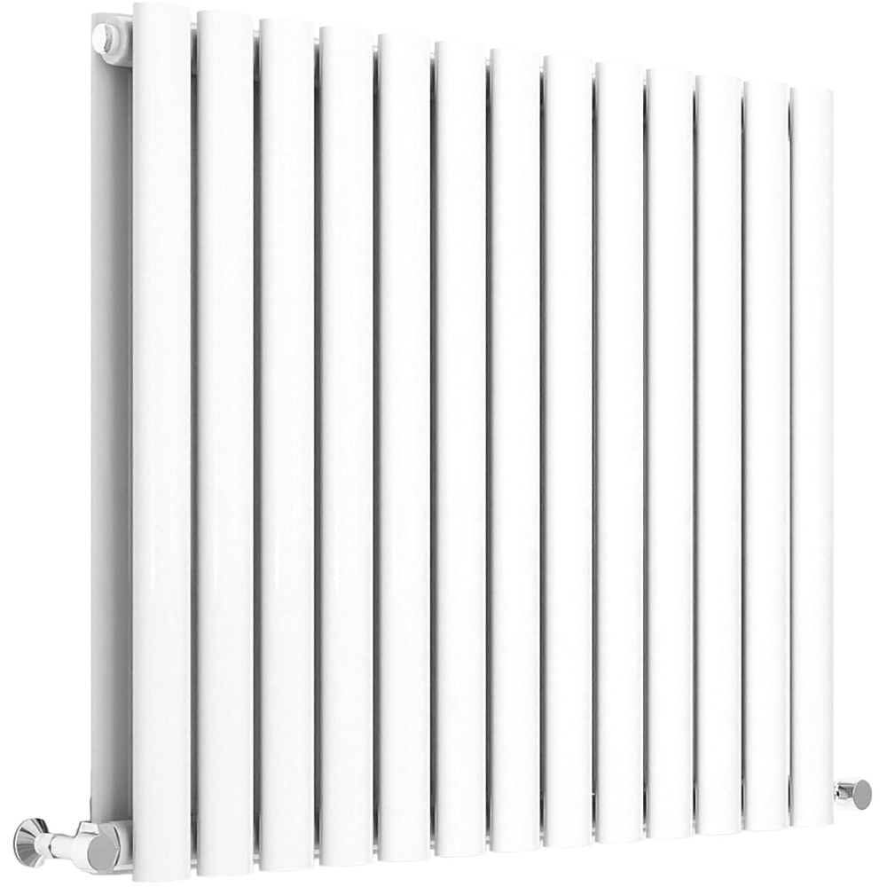 Stech Homes 3505 BTU White Double Panel Horizontal Oval Column Radiator 600 x 767mm Image 1