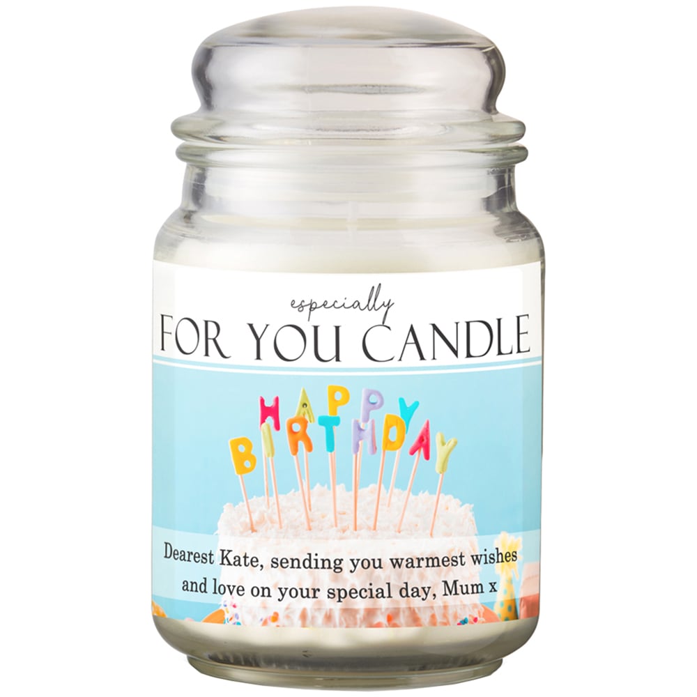 Personalised Memento Large Personalised Happy Birthday Scented Jar Candle Image 1