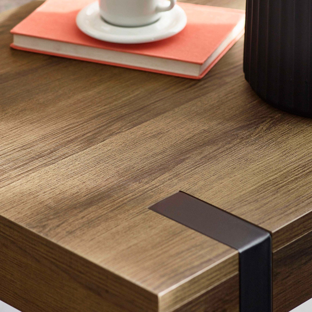 Julian Bowen Troy Rustic Wood Effect Square Side Table Image 5