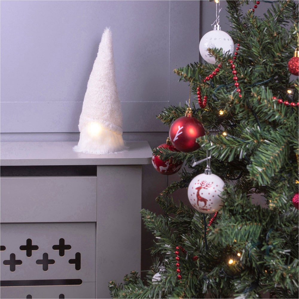 St Helens White Light Up Gonk Christmas Decoration 28cm Image 1
