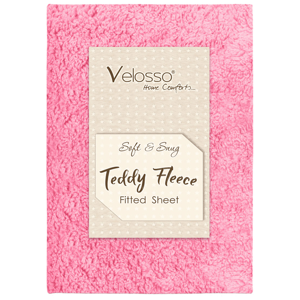 Velosso Double Deep Blush Teddy Fleece Fitted Sheet Image 1