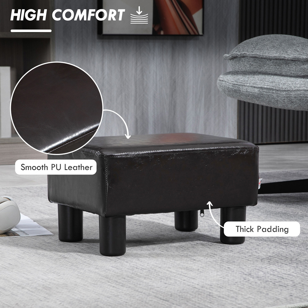 HOMCOM Small Black Faux Leather Footstool Image 6