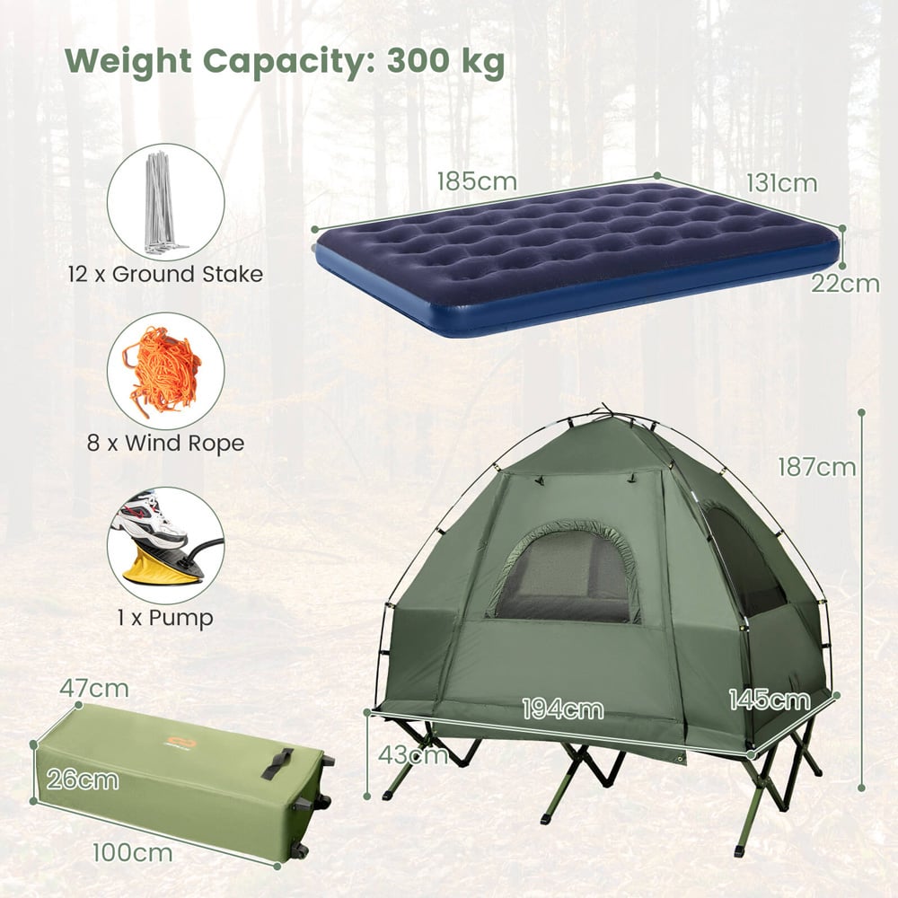 Costway 2 Person Camping Tent with Bed and Sleeping Bag Image 9