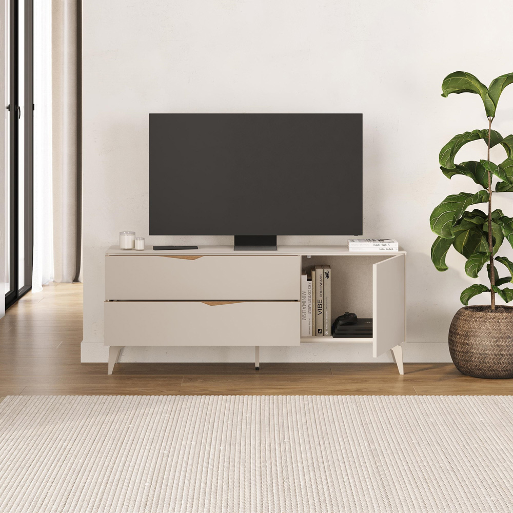 Decortie Jaden Single Door 2 Drawer Sandstone TV Unit Image 6