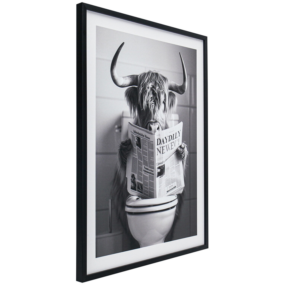 Humorous Highland Cow Framed Print Grey Image 2