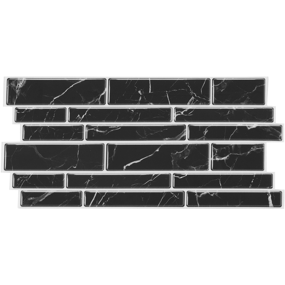 Living and Home Marble Effect Black Self-Adhesive Wall Tile Sticker 20 Pack Image 2