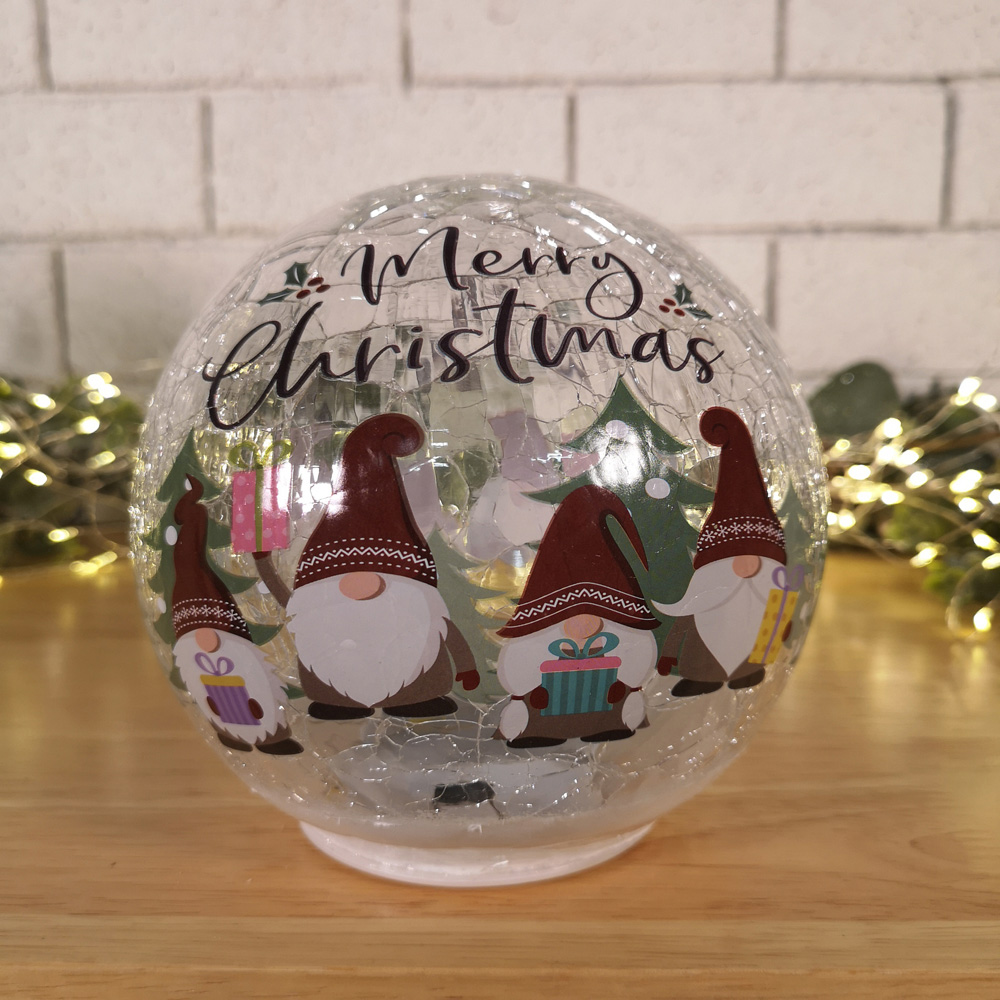 Samuel Alexander Gonk Crackle Effect Glass Ball LED Christmas Decoration Image 7