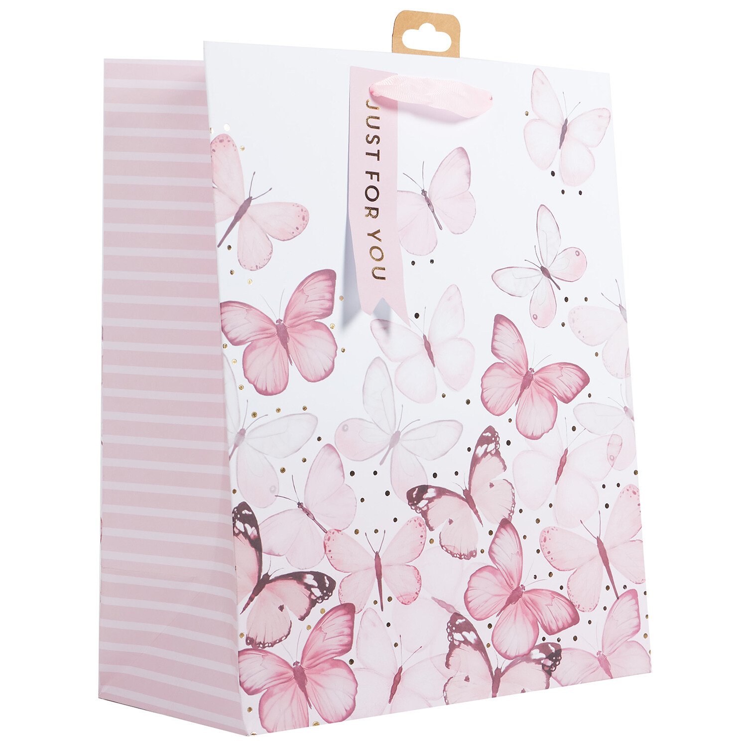 Pack of 2 Floral and Butterfly Large Gift Bags White and Pink Image 1