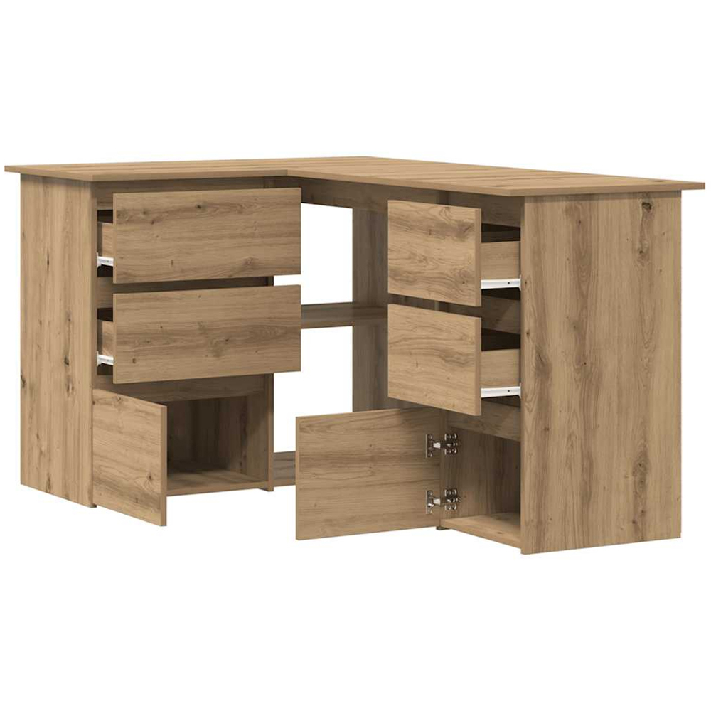 vidaXL 2 Door 4 Drawer L-Shape Corner Desk Artisan Oak Image 3