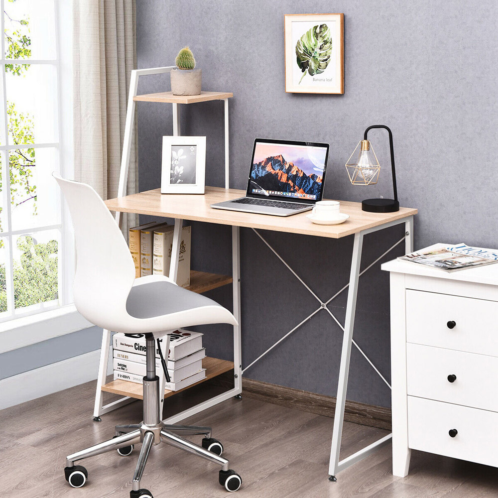 Costway 3 Shelf Adjustable Computer Desk Natural Image 5