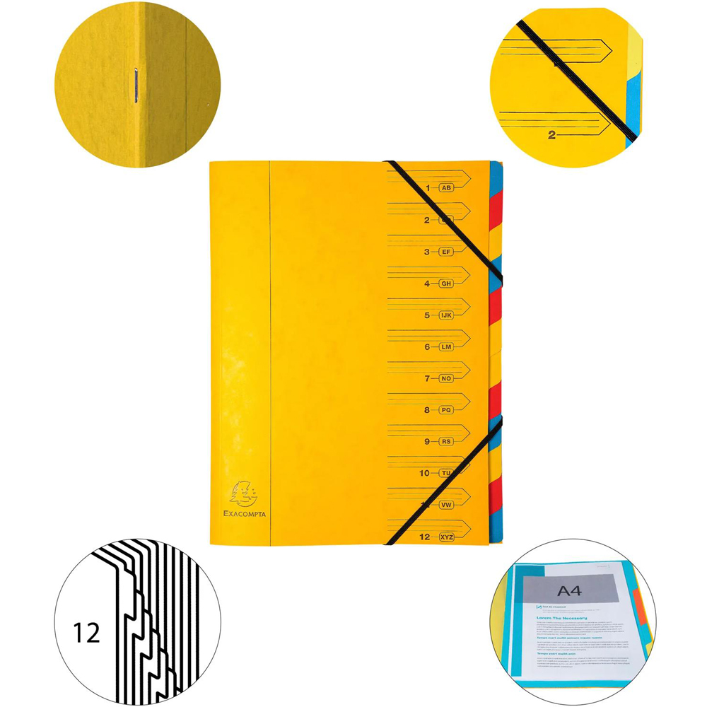 Exacompta Europa A4 12 Section Yellow Multi-Part File 8 Pack Image 5