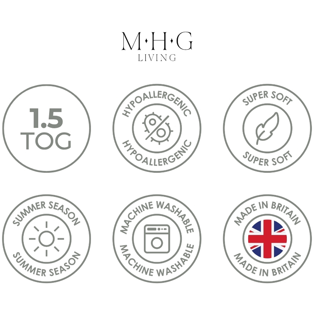 MHG Living Single White Lightweight Summer Hollowfibre Duvet and Pillow Set 1.5 Tog Image 8