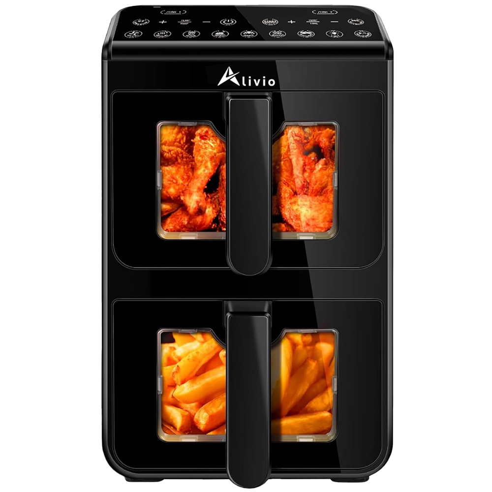 Alivio Black Dual Basket 10L Digital Air Fryer with Smart Touch 1700W Image 1