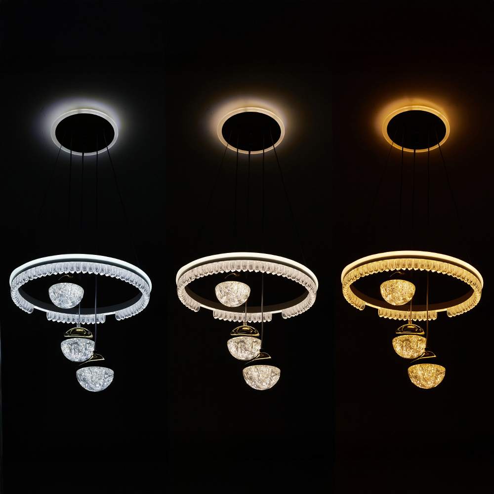 Living and Home Gold and Clear Acrylic LED Pendant Light 60W Image 7