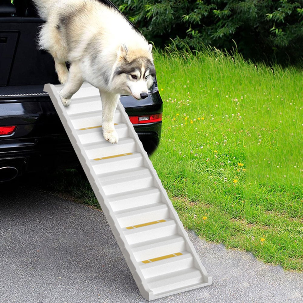H&O Direct White Portable Foldable Dog Pet Stairs Image 2