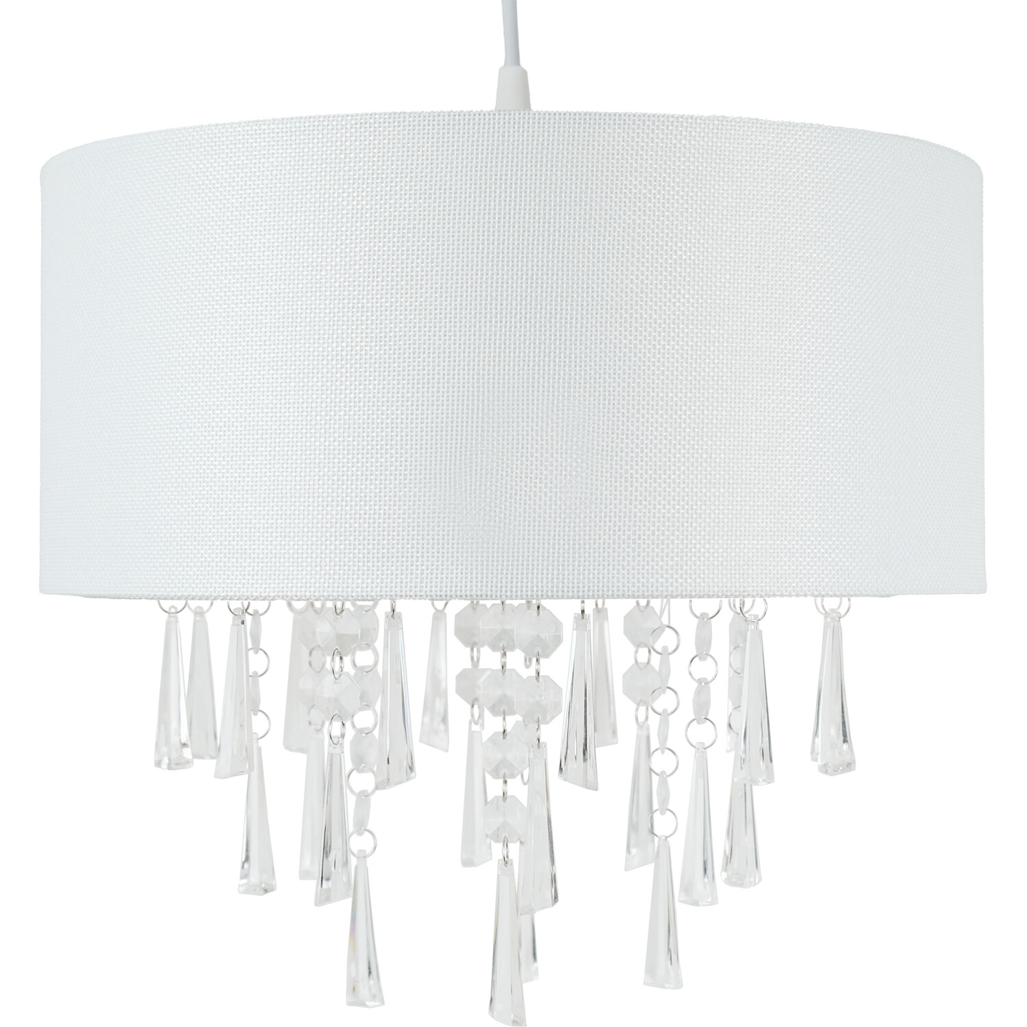 White Linen Droplet Shade - White Image 1