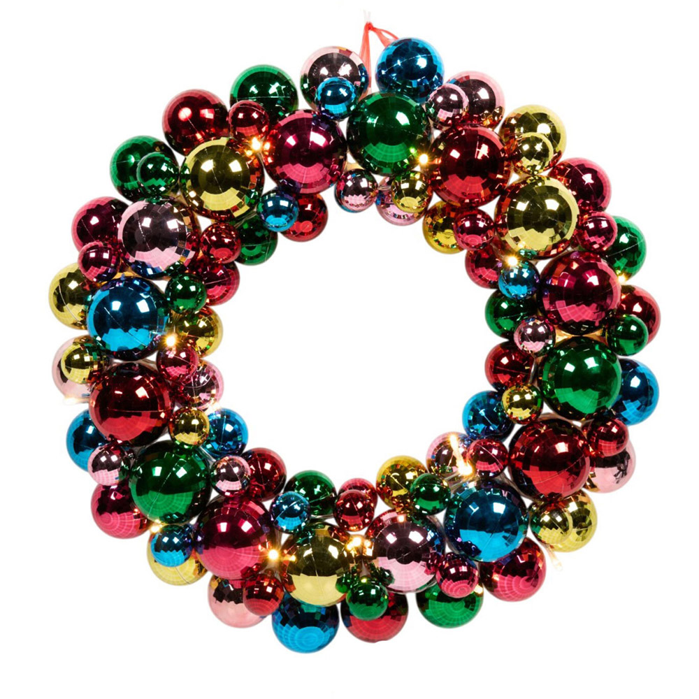 LED Colourful Disco Wreath Image 3