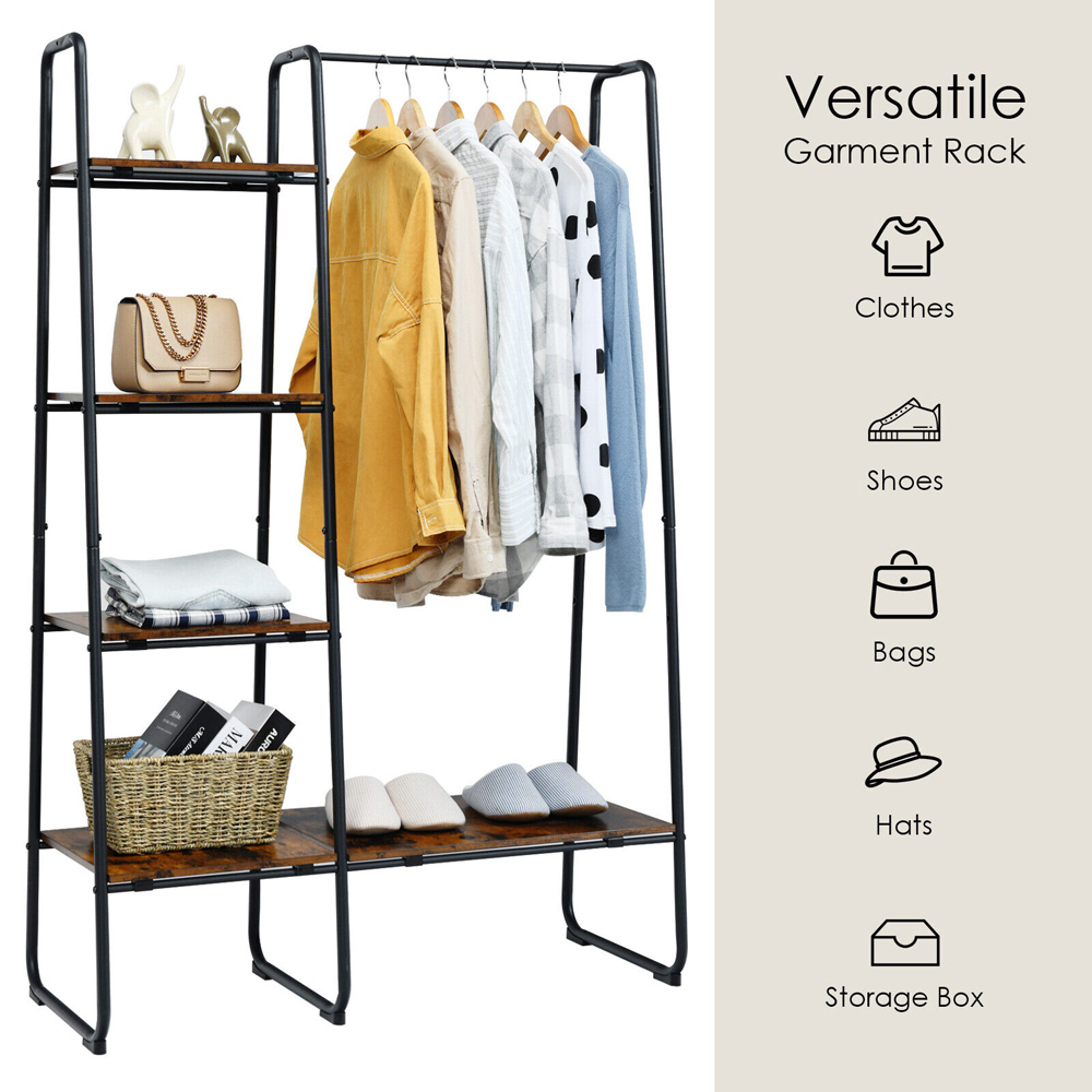 Costway 4 Shelf Black Freestanding Clothing Rack Image 5