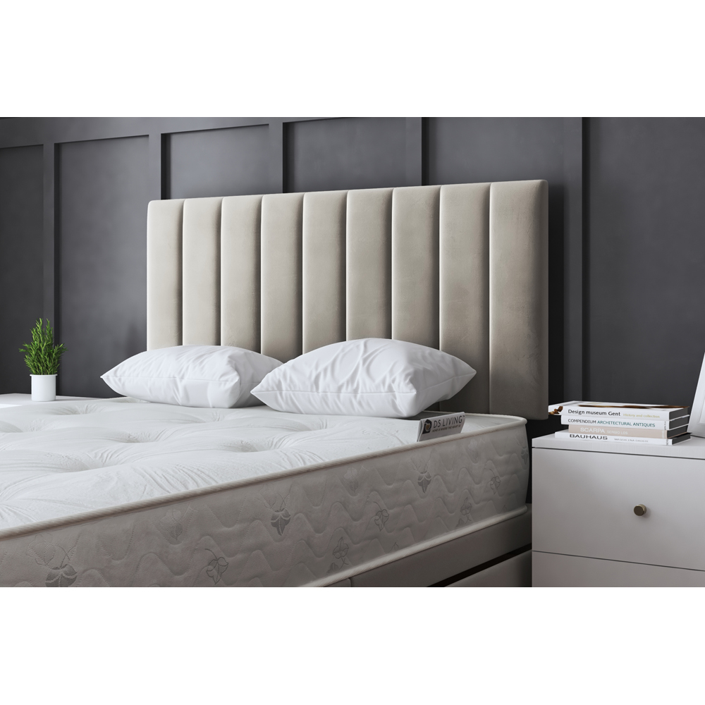 DS Living Amelia Small Single Beige Upholstered Panel Divan Bed Image 3