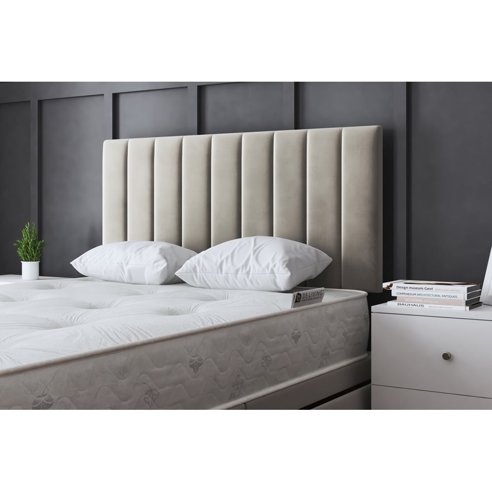 DS Living Amelia Small Double Beige Upholstered Panel Divan Bed Image 3