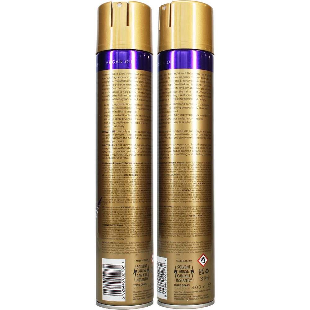 Harmony Gold Extra Firm Hold and Shine Hair Spray Image 2