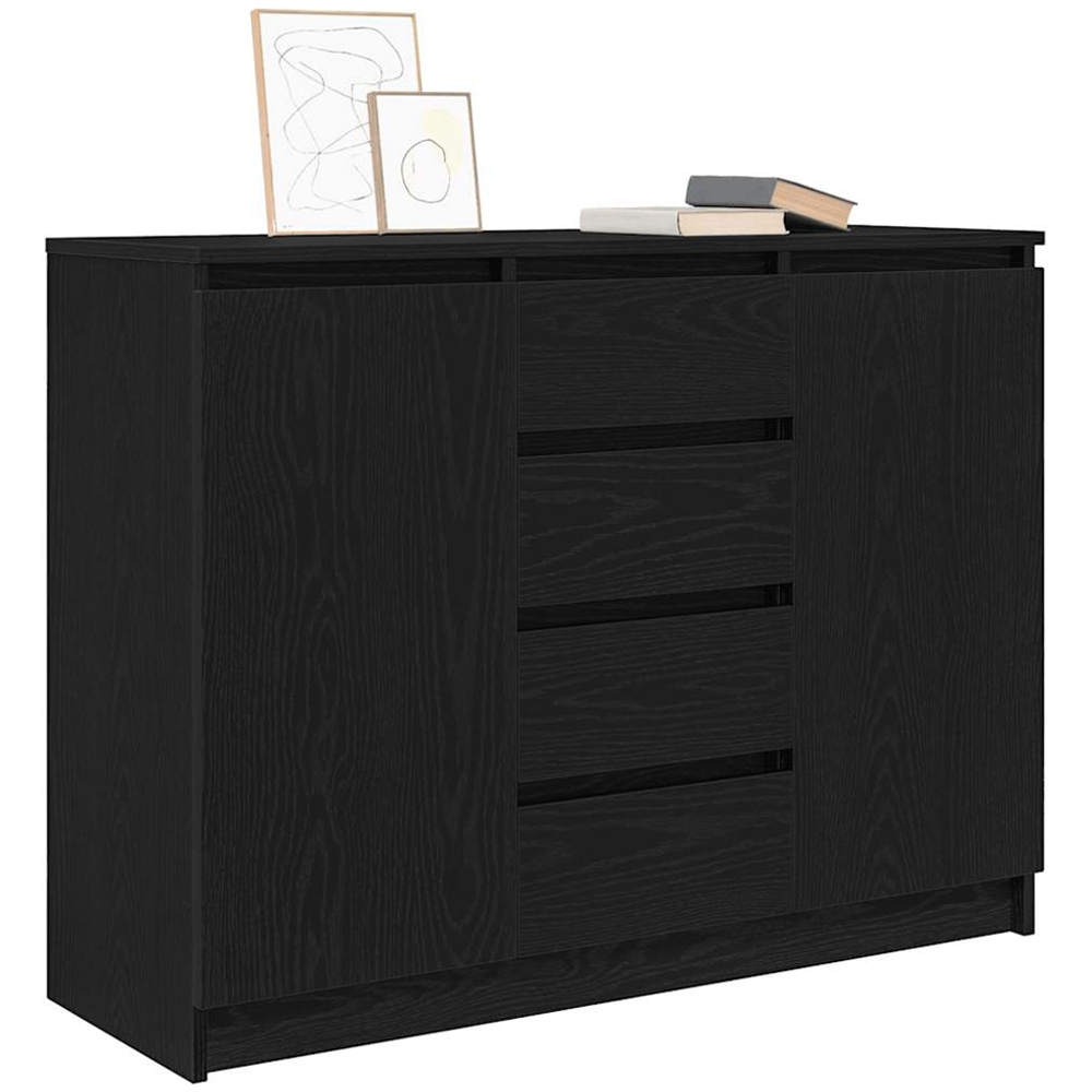 vidaXL 2 Door 4 Drawer Black Wooden Sideboard Image 4