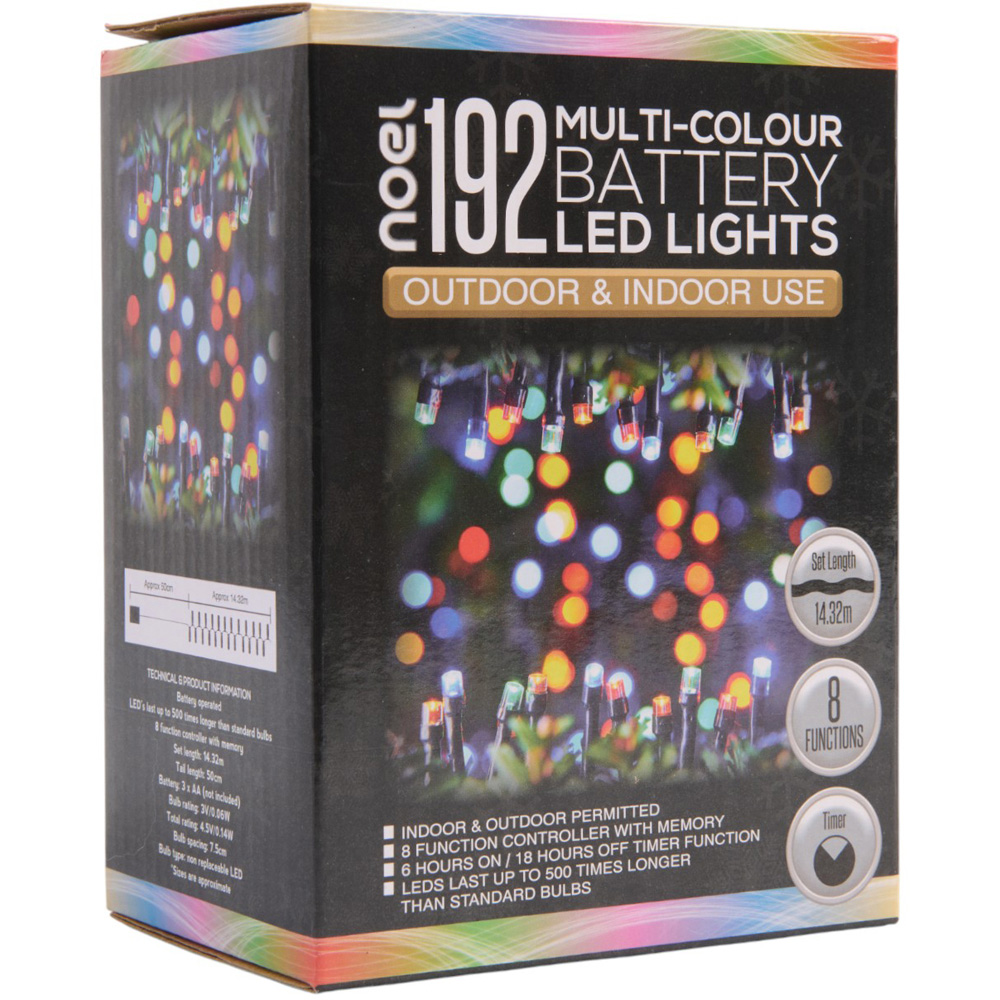 noel 192 Multicoloured LED Battery Operated Outdoor Lights Image 3