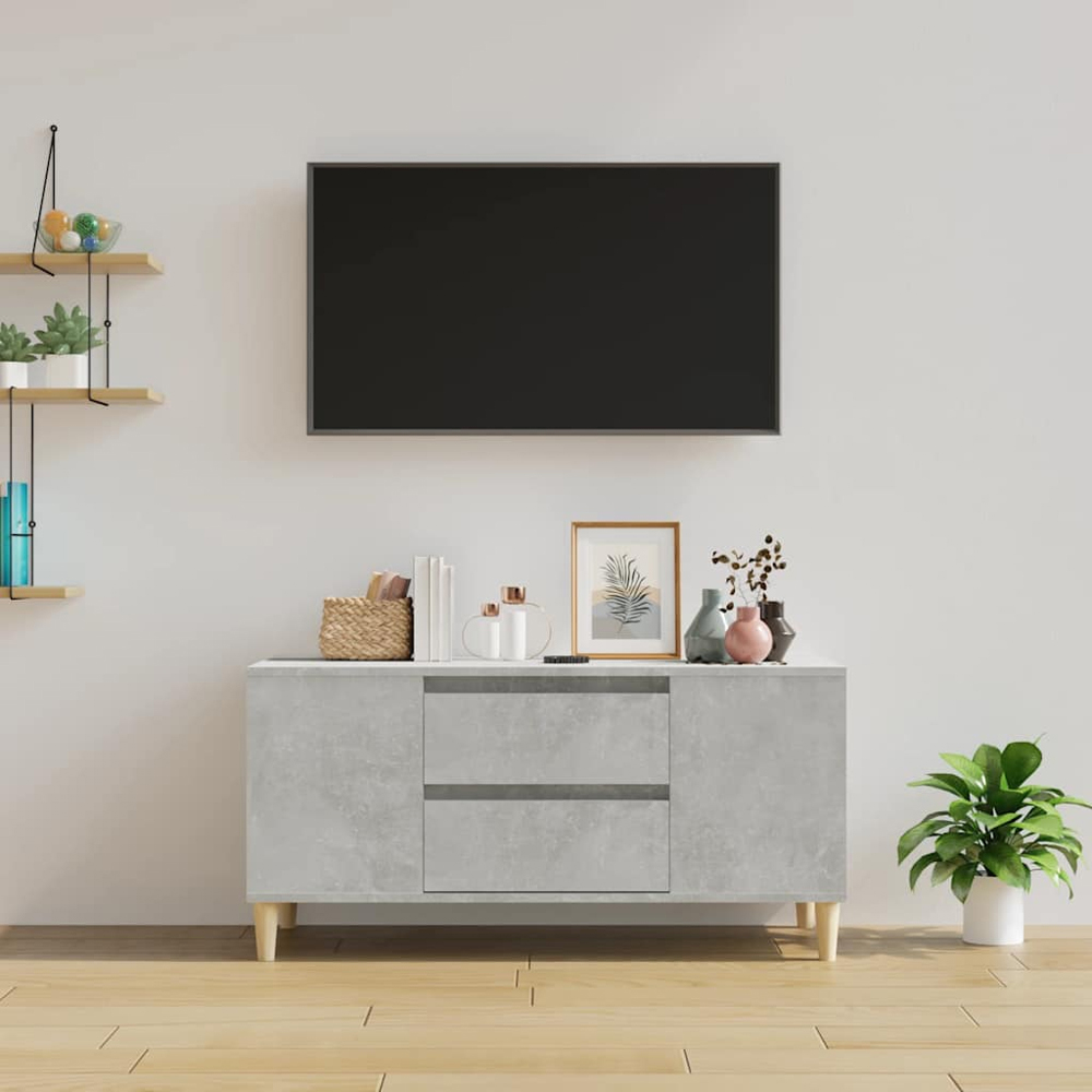 vidaXL 2 Drawer 4 Shelf Concrete Grey TV Cabinet Image 8