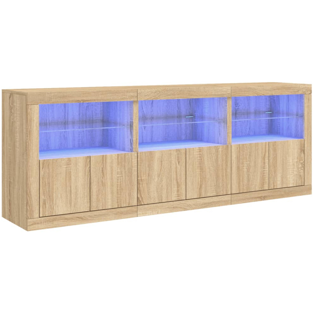 vidaXL 6 Door 6 Shelf Sonoma Oak Wide Sideboard with LED Lights Image 3