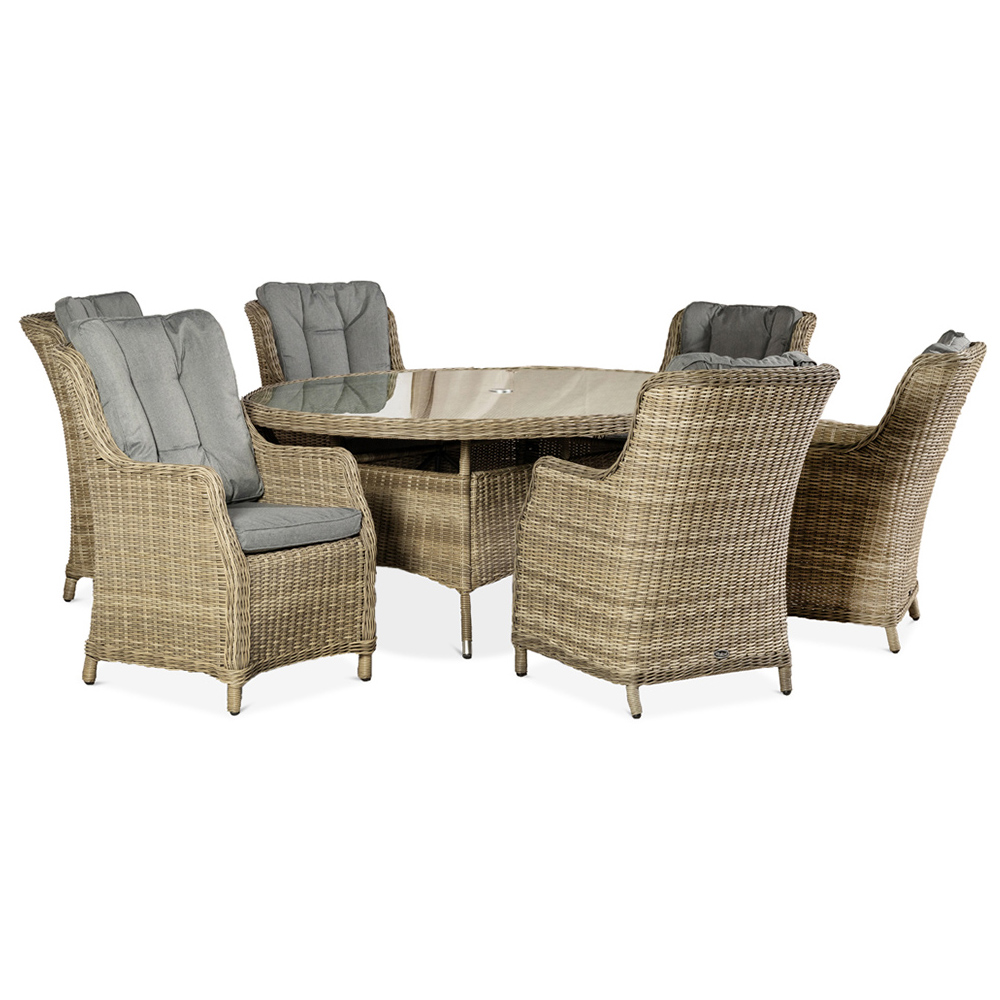 Royalcraft Wentworth Rattan Effect 6 Seater Ellipse Highback Comfort Dining Set Image 4