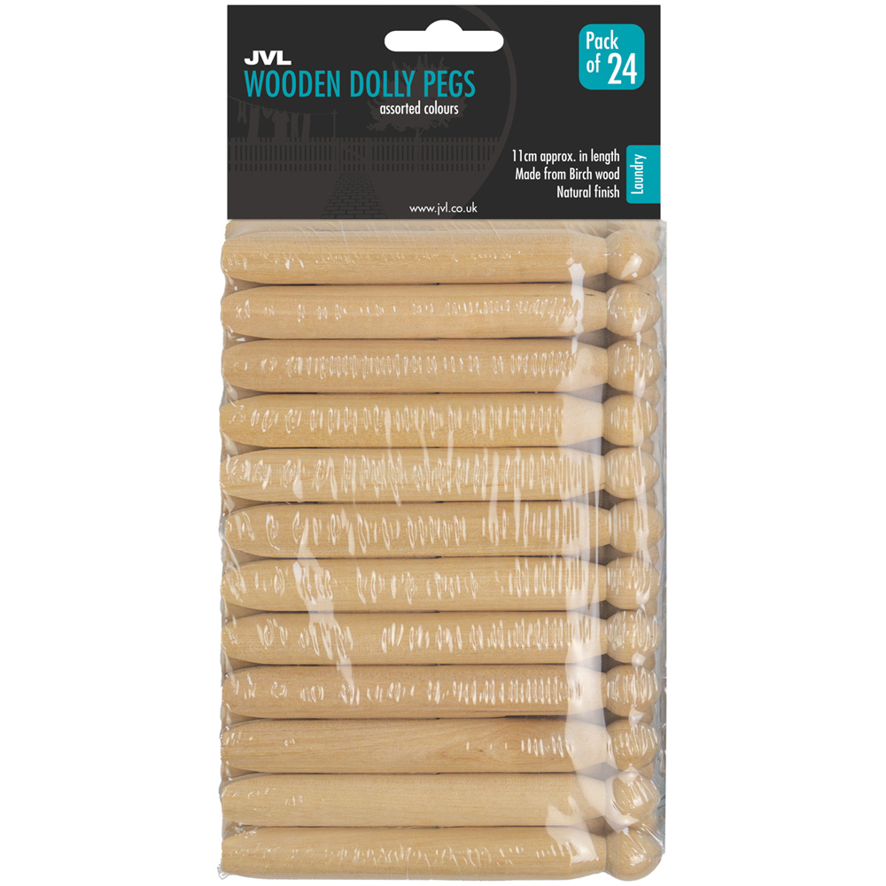 JVL Brown Large Peg Bag with 216 Wooden Dolly Pegs Image 3