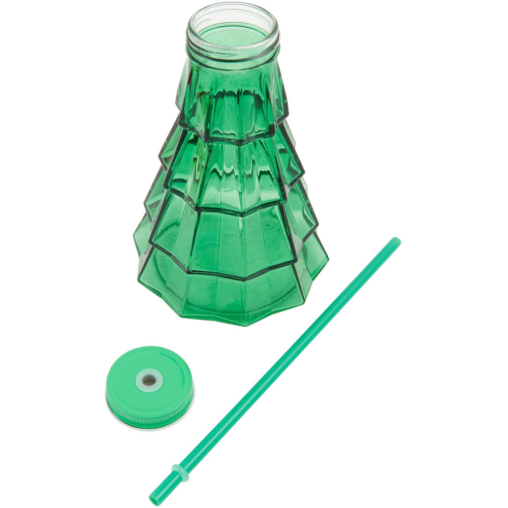Glass Xmas Tree Drinking Jar Image 5