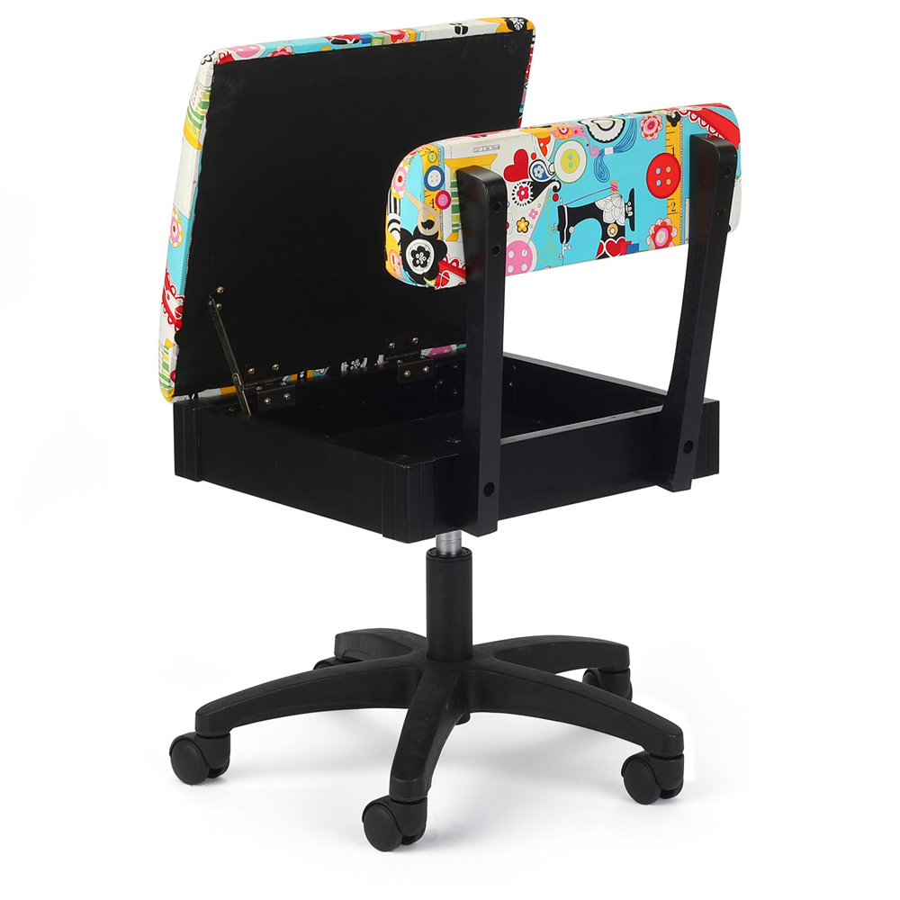 Sewing Online HT2015 Sew Wow Black Sewing Notions Hydraulic Sewing Chair with Underseat Storage Image 4