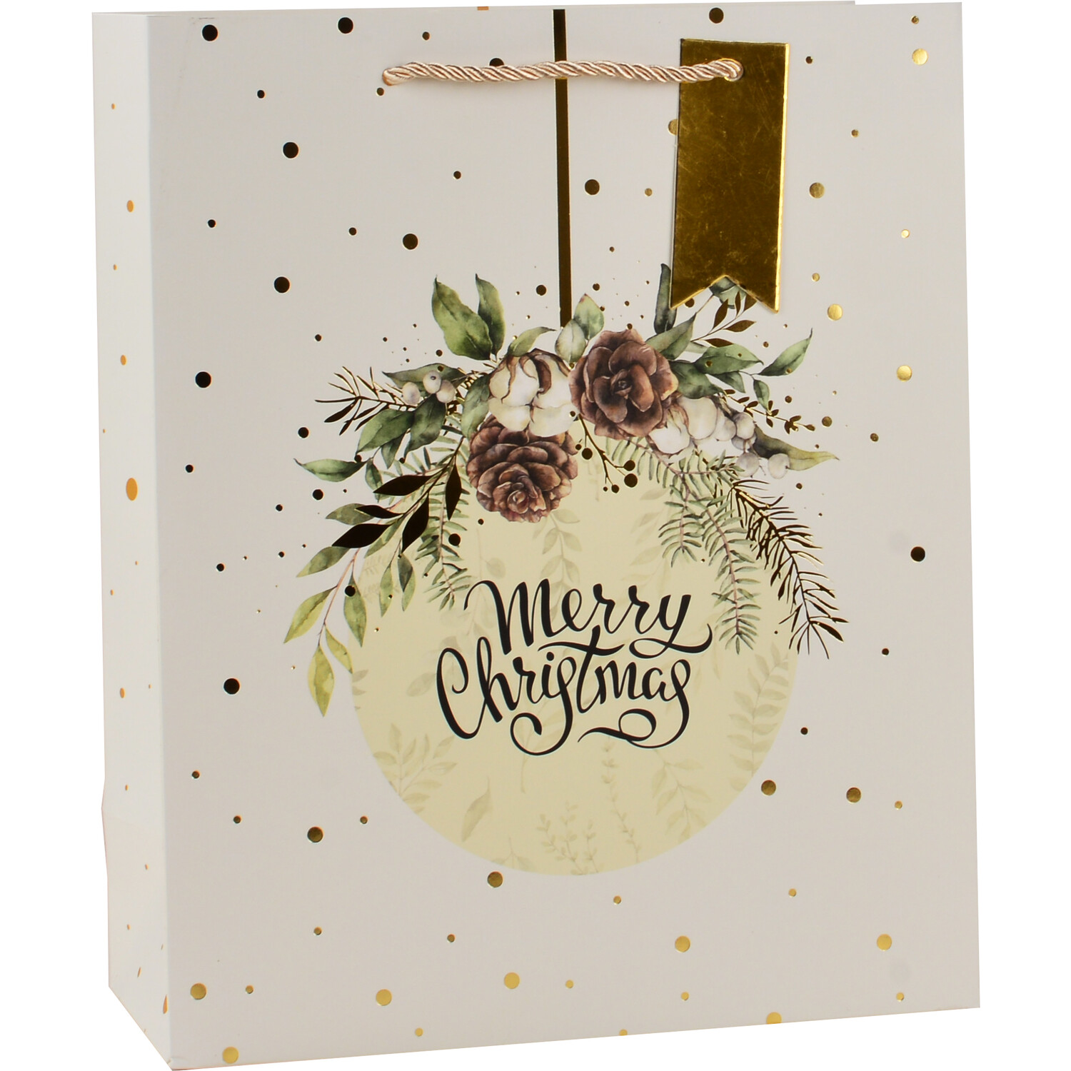 White Merry Christmas Giftbag - Medium Image 1