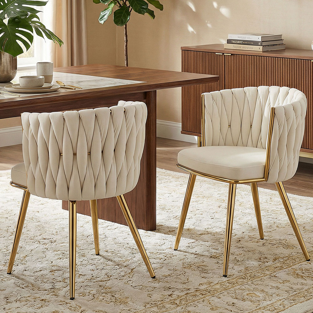 Portland Set of 2 Cream Upholstered Dining Chair  Image 1