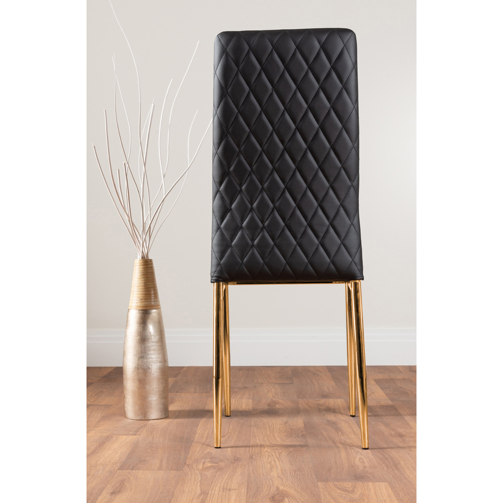 Furniturebox Valera Set of 4 Black and Gold Faux Leather Dining Chair Image 4