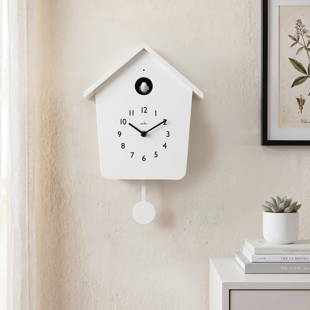 Acctim Casper White Lighted Pendulum Cuckoo Wall Clock 34cm Image 2