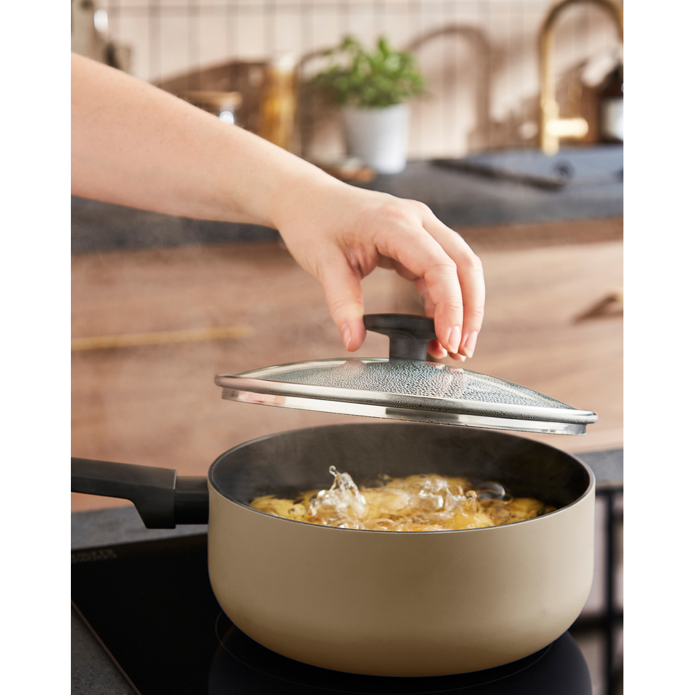 Morphy Richards Cream Recycled Aluminium 3 Piece Saucepan Set Image 9